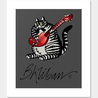 B Kliban Cat Guitar Posters and Art